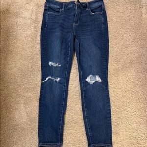 American Eagle Outfitters Dark Blue Distressed The Dream Jeggings